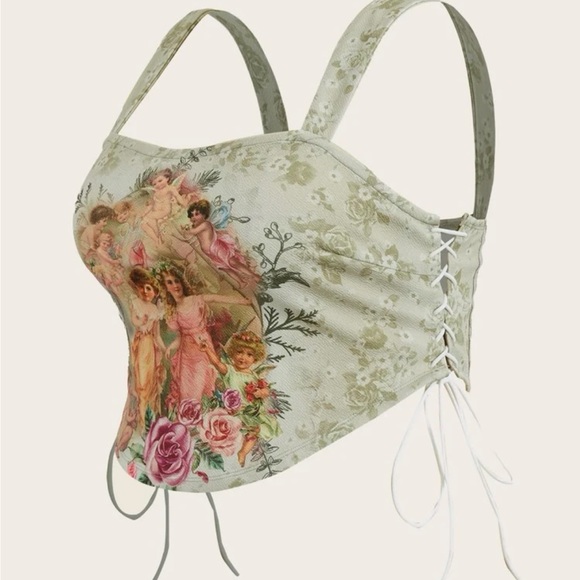 SHEIN Plus Figure & Floral Print Lace Up Cami Top 2X - Picture 2 of 3